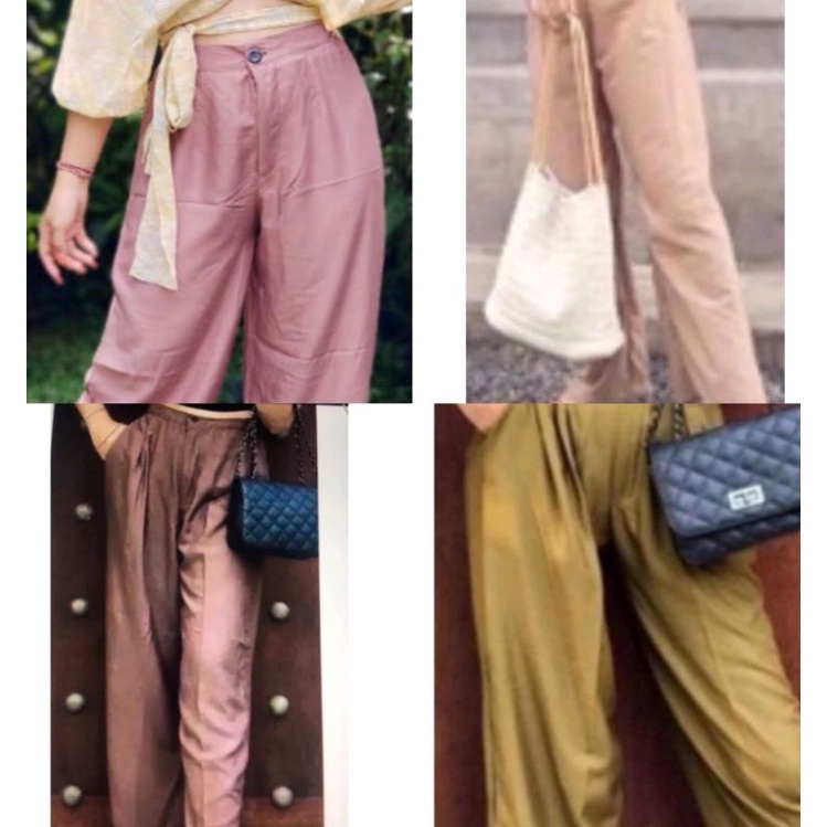 Celana Kulot Hw Highwaist Kancing Resleting Rayon Premium