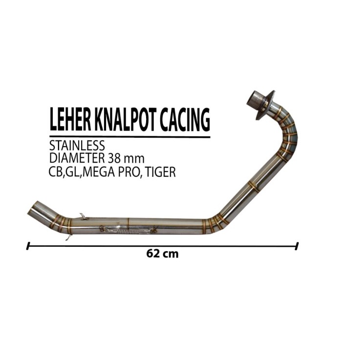 Leher Knalpot Custom Full Stainless Cacing Cb/Gl/Mp/Tiger 38 Mm