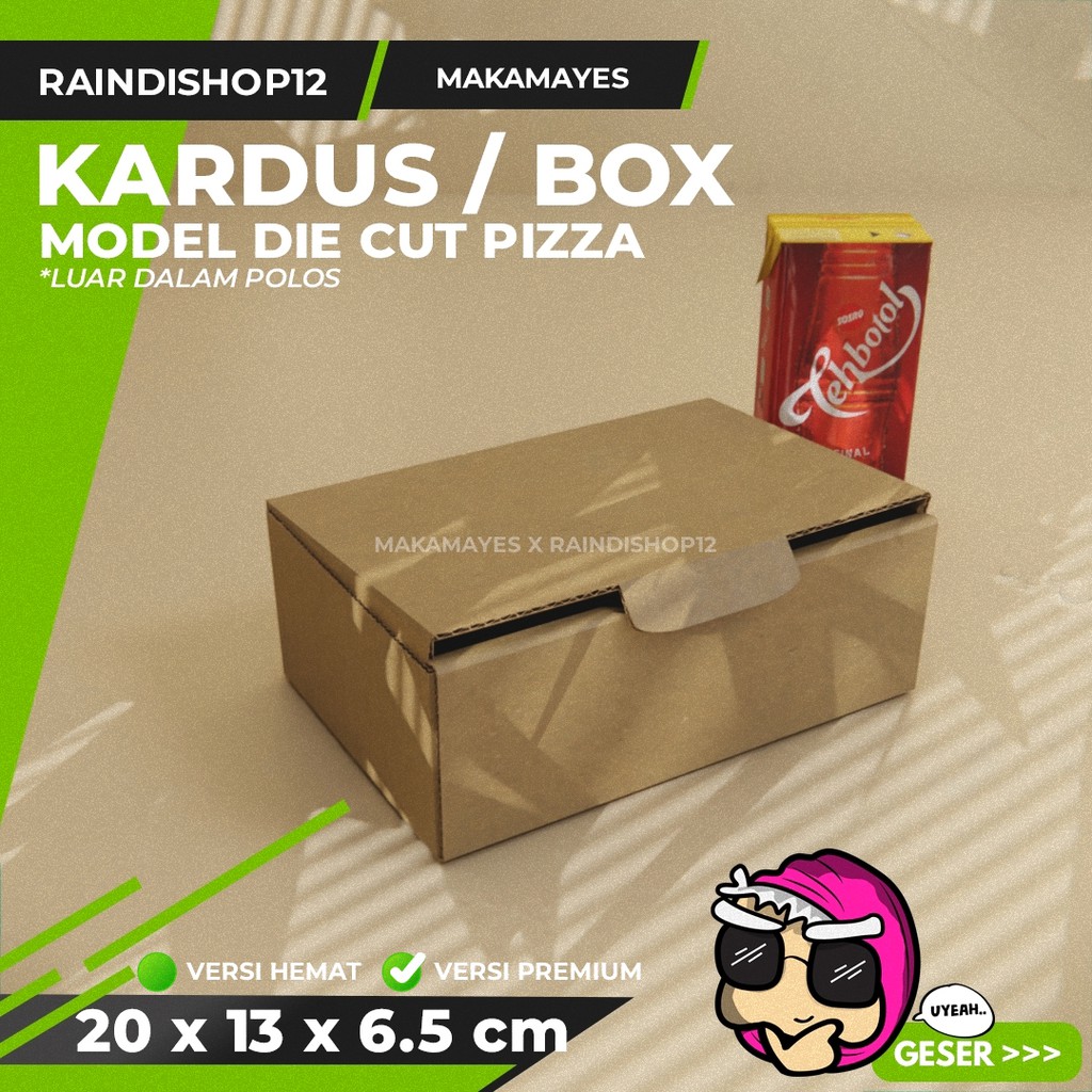 

(MIN 10 PCS) BOX 20 X 13 X 6.5 CM KARDUS DIE CUT PIZZA KEMASAN PACKAGING KADO
