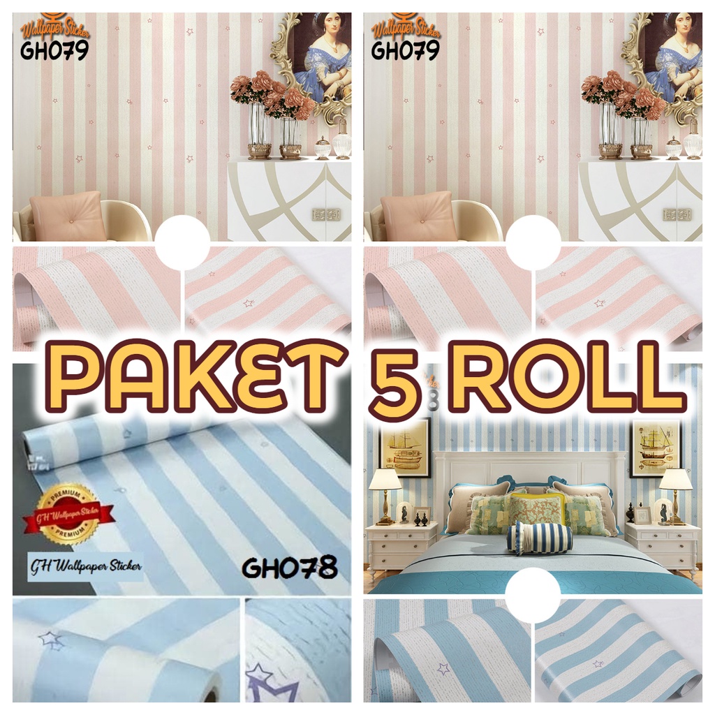 PAKET 5 ROLL Wallpaper Dinding Wallstiker Wallpaper Stiker Karakter Ukuran 45 cm x 5 SALUR BINTANG