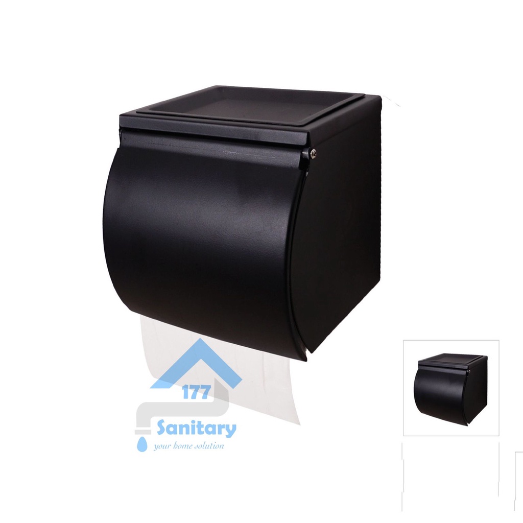 Tempat tisu Asbak Stainless BK12-rak tissue gulung roll box dan tempat bak rokok hp stainles stenlis black hitam sanitary177 /Q3