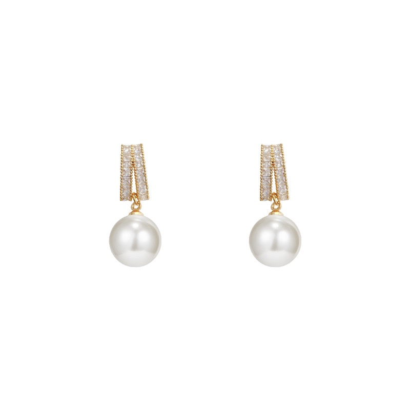Anting 925 silver needle Aksen Mutiara Berlian