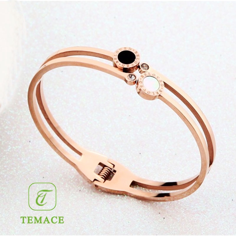 GELANG WANITA MODEL BUNGA HITAM RANTAI TITANIUM PREMIUM LAPIS EMAS 18K ANTI KARAT *G11