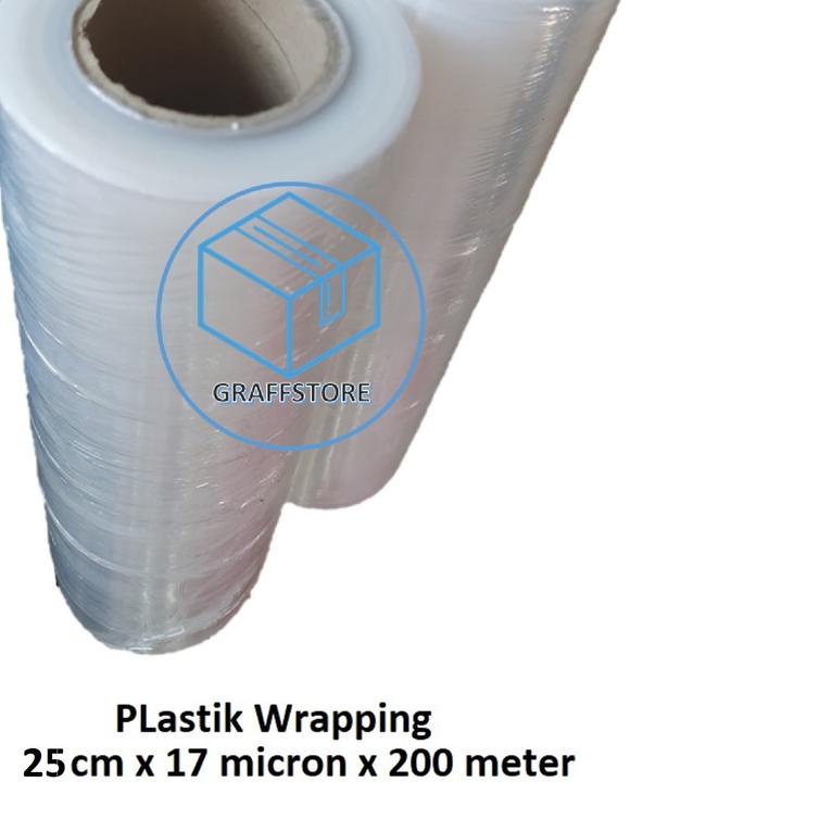 

Plastik Wrapping 25 cm x 17 Micron x 200 meter / Stretch Film Tebal transparan plastik wrap original