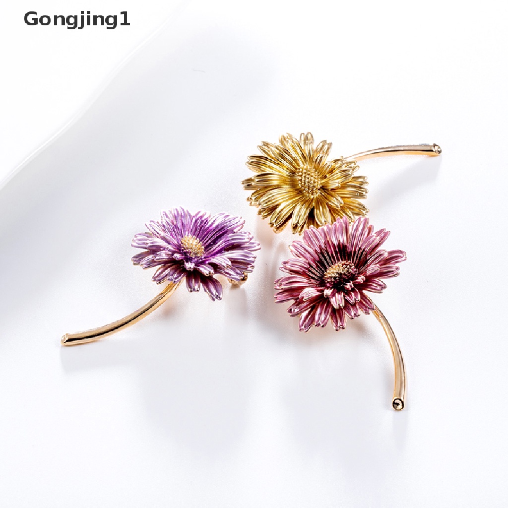 Gongjing1 Bros Pin Enamel Bentuk Bunga Aster Untuk Wanita