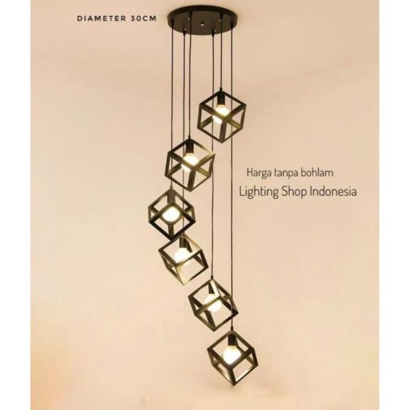 lampu gantung minimalis hias 6in 1set dekorasi ruang tamu lampu hias dekorasi rumah