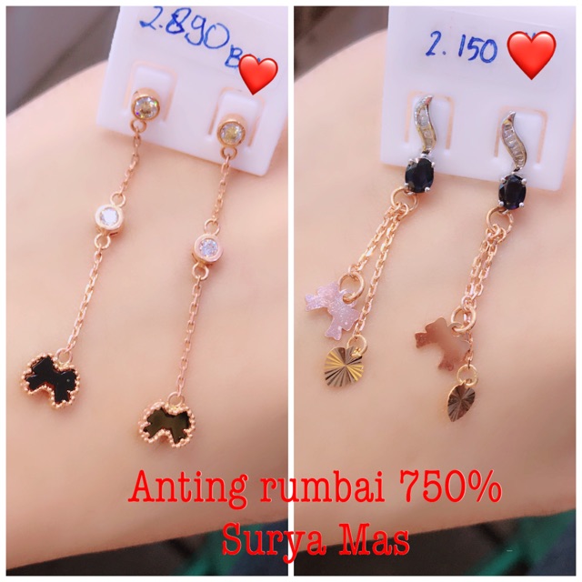 Anting panjang emas 750%