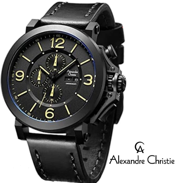 Alexandre christie Jam Tangan Pria Chronograph AC 6281 Full Black