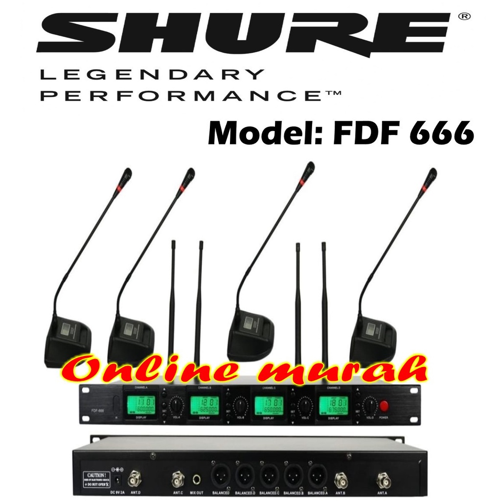 mic wireless conference meja shure fdf 666 fdf666 8 mic meja