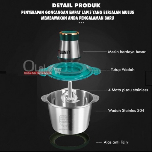 BLENDER GILING STAINLESS MULTIFUNGSI (2L) OLL-0810