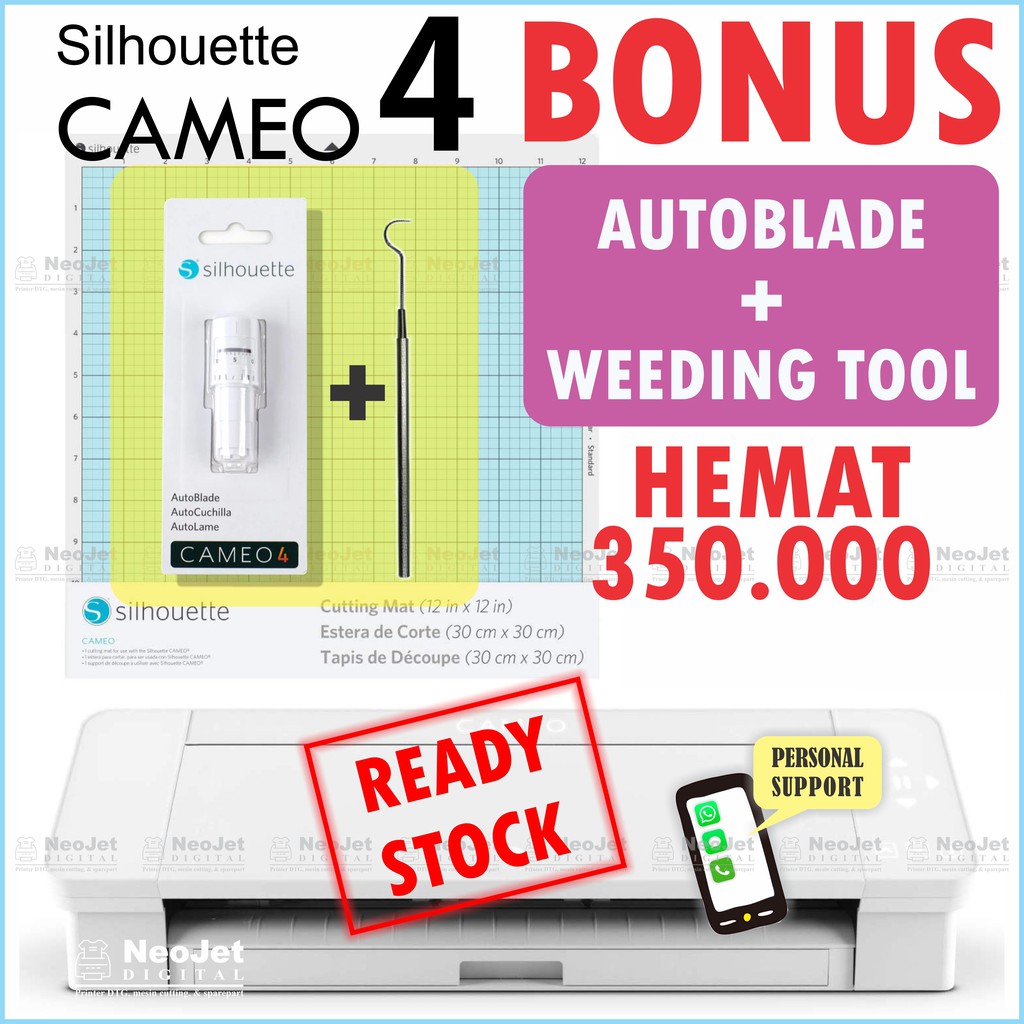 

Paket Hemat Mesin Cutting Sticker Silhouette Cameo 4 Silhouette Bonus Autoblade dan Weeding Tool