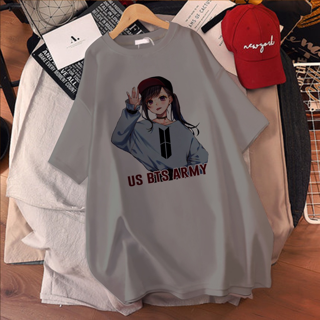 CALVIERO SHOP - BAJU KAOS WANITA DEWASA PRINT CASUAL US BTS ARMY