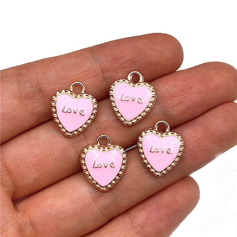 4pcs Charms Bentuk Hati Bahan Alloy Untuk Membuat Perhiasan