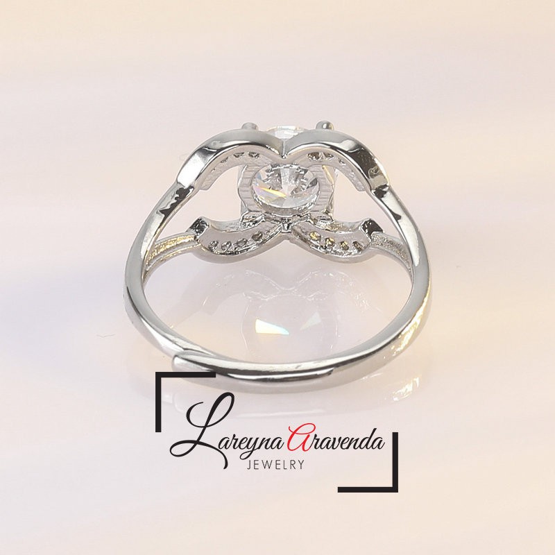 Cincin Silver S925 Kristal Model Double C Diamond CC026