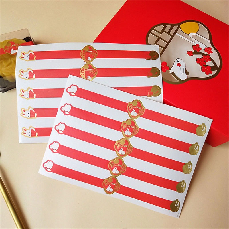 Kiss 50pcs / Set Stiker Label Motif Kelinci Fu Rabbit Untuk Kemasan Kue / Hadiah DIY