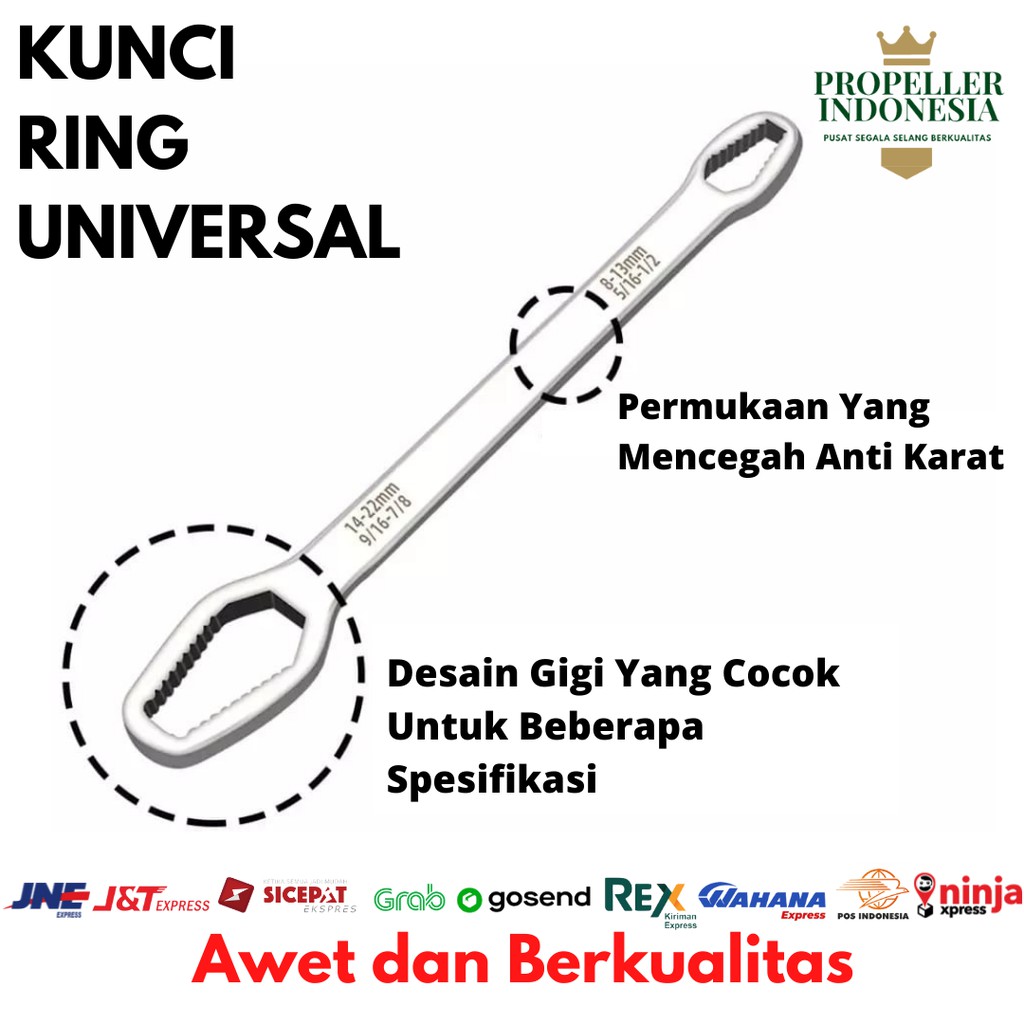 Kunci Inggris Kunci Ring Kunci Pas Universal 14mm-22mm dan 8mm-13mm Kunci Ring Pas Universal