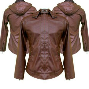 Jaket Semi Kulit Wanita Kupluk Hoodie