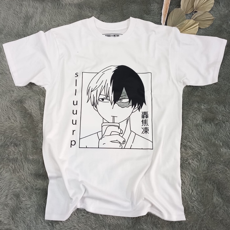 Tshirt Boku no Hero Shoto todoroki Black White