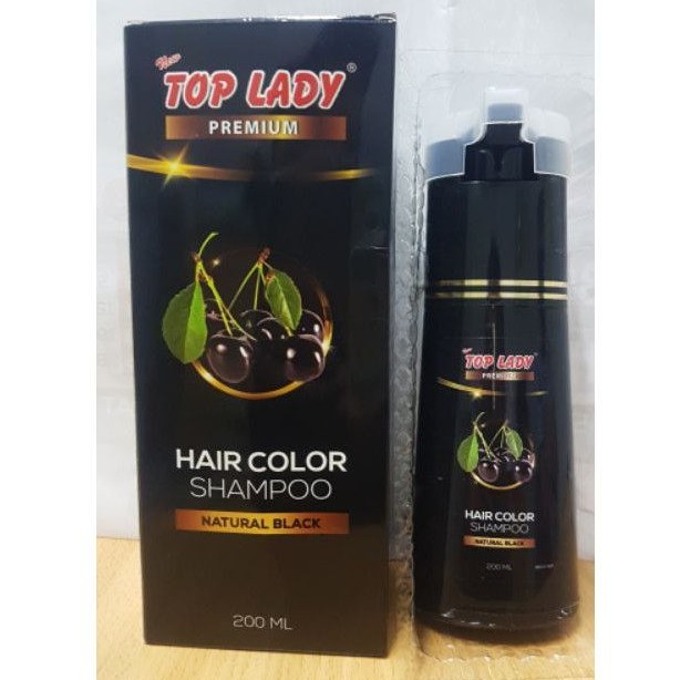 NEW Top Lady PREMIUM Hair Color BLACK 200 ml &amp; Sachet 30 ML