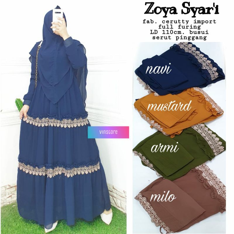 ORI Zoya syari set gamis ceruti by VINSTORE