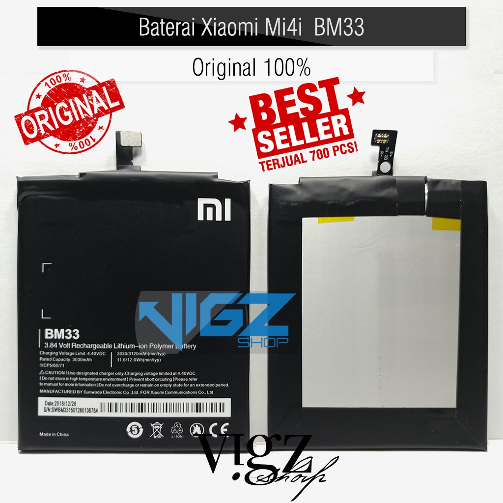 Baterai Xiaomi Mi4i / BM33, BM-33 Original 100% Batre Battery