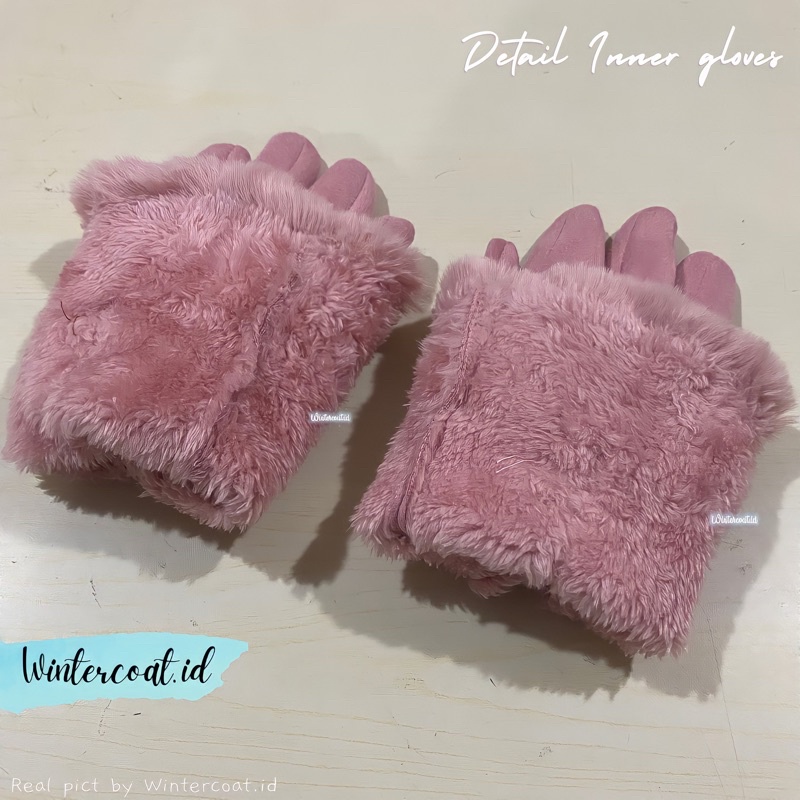 Sarung tangan winter wanita suede gloves musim dingin cewek import hangat tebal bromo