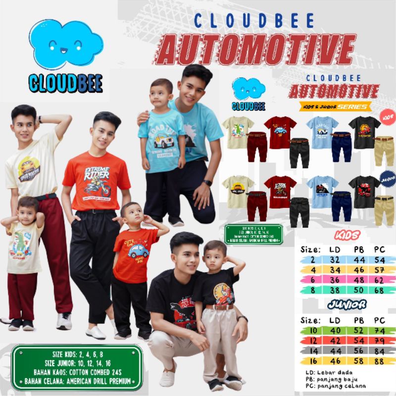 Setelan Kece Anak Laki-Laki Usia 1-10 Tahun, Set Cloudbee Automotive Series