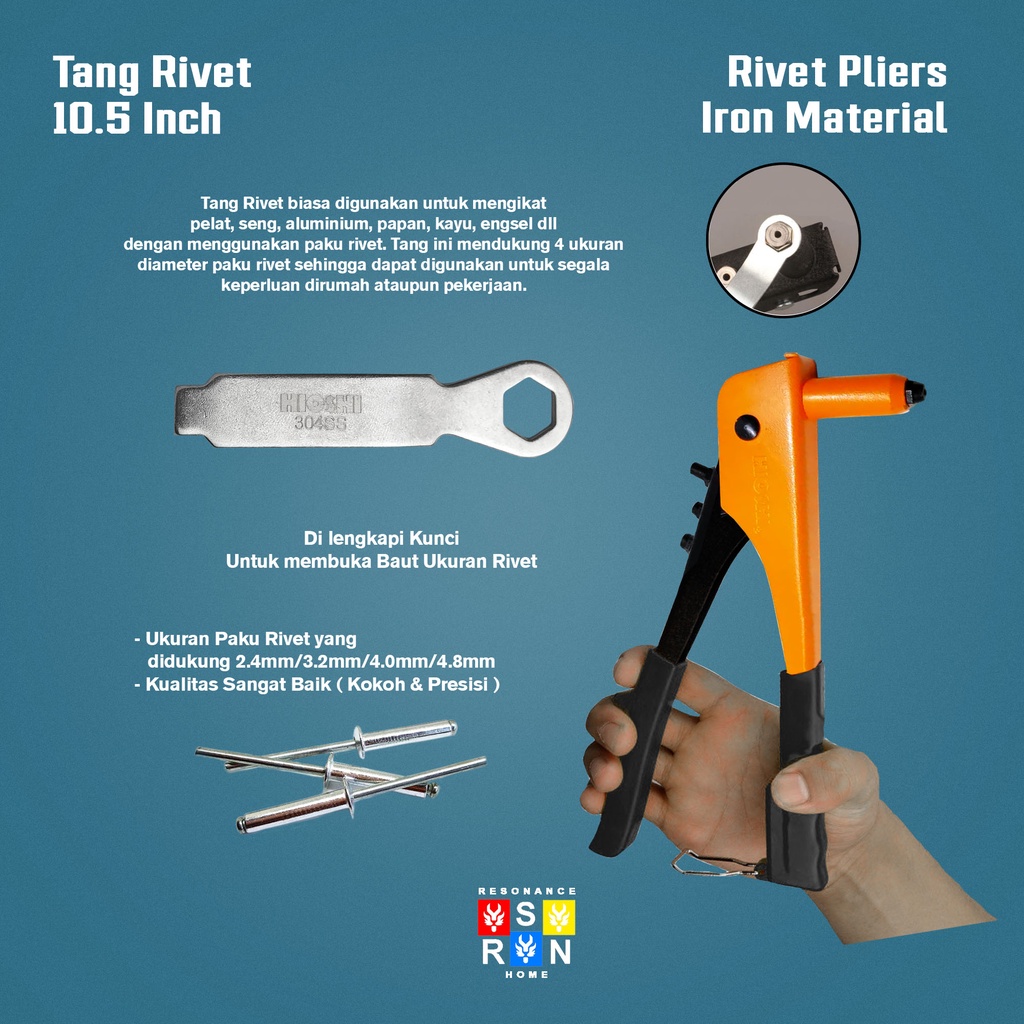 Tang Rivet 10,5 Inch / Rivet Pliers Resonance Home