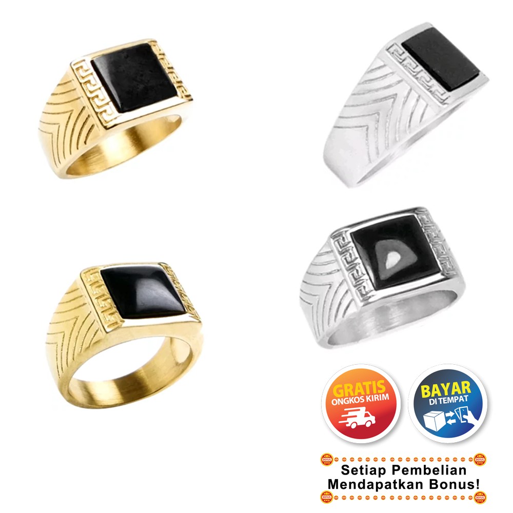 BISA COD Cincin Pria Batu Akik Berkhasiat Untuk Kejantanan dan Stamina Pria Ring Titanium Stainles