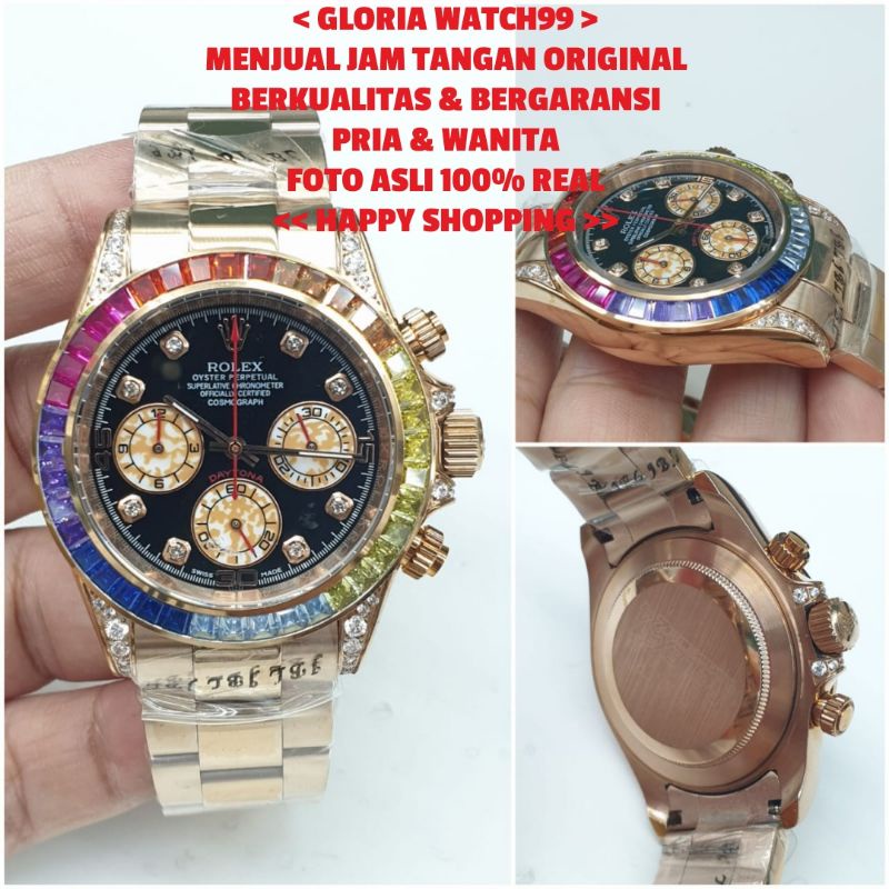 JAM TANGAN ROLEX DAYTONA CHRONOGRAPH DIAMOND RAINBOW SUPER PREMIUM AAA