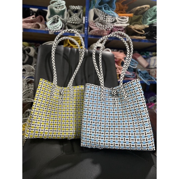 Tas Anyaman Plastik / Tas Wanita / Tote Bag / Tas Belanja / Tas Souvenir Jali Motif