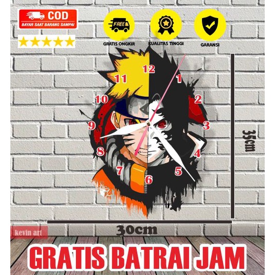 JAM DINDING KARAKTER NARUTO ANIME UNIK BESAR KAYU VINTAGE SOUVENIR JAM CAFE Kevinart