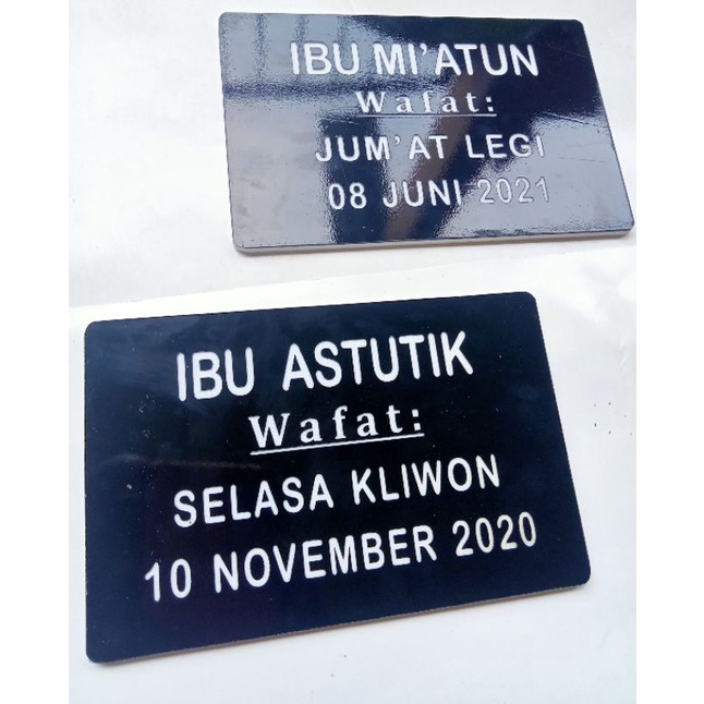 Papan Nama Batu Nisan Sederhana