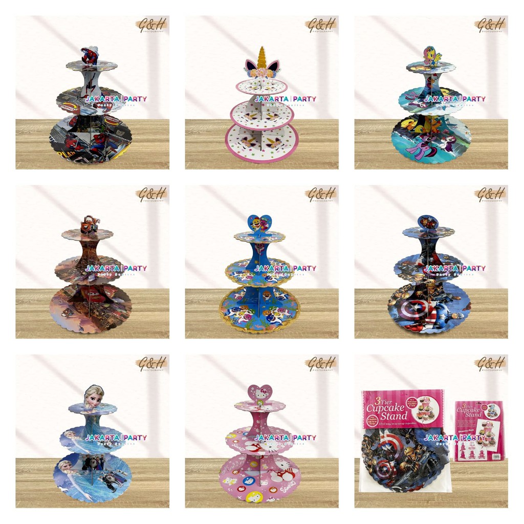 Stand Cake / Stand Cup Cake 3 Tier / Cup Cake Stand / Standing Cup Cake / Tatakan Kue