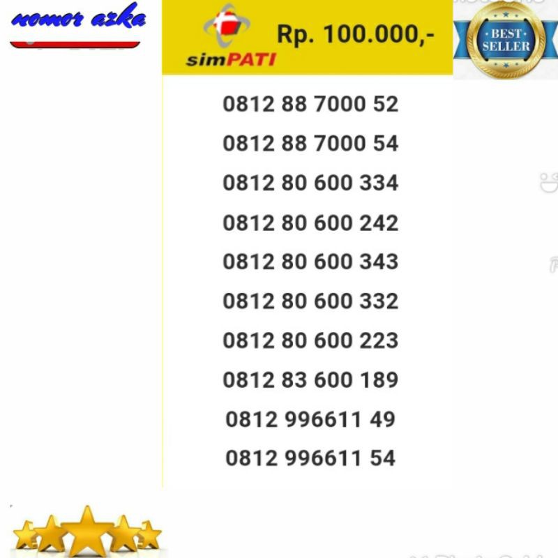 Nomor Cantik Kartu Simpati 0822 1000 4263 Seri Triple 000 Terbaru Bsm02