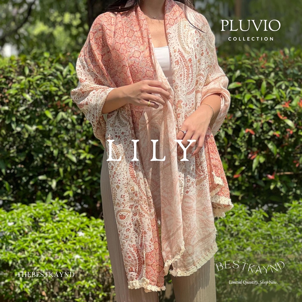 Lily Shawl Pluvio Collection | The Best Kaynd |  Premium Scarf Selendang Pashmina Syal Shawl Pasmina Hijab Kain Batik