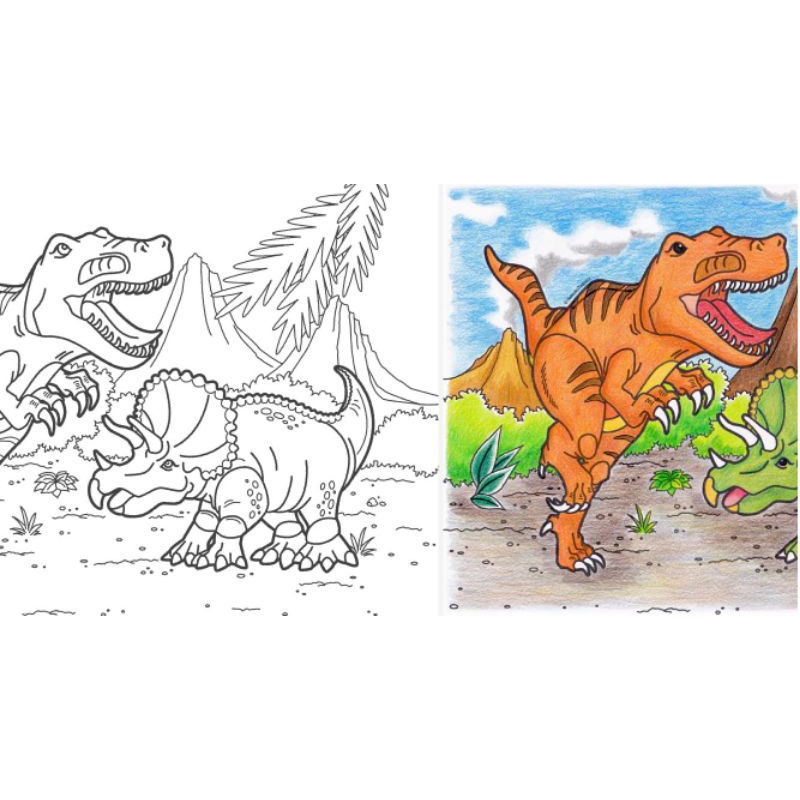 Kertas Mewarnai anak Kertas Gambar Dinosaurus
