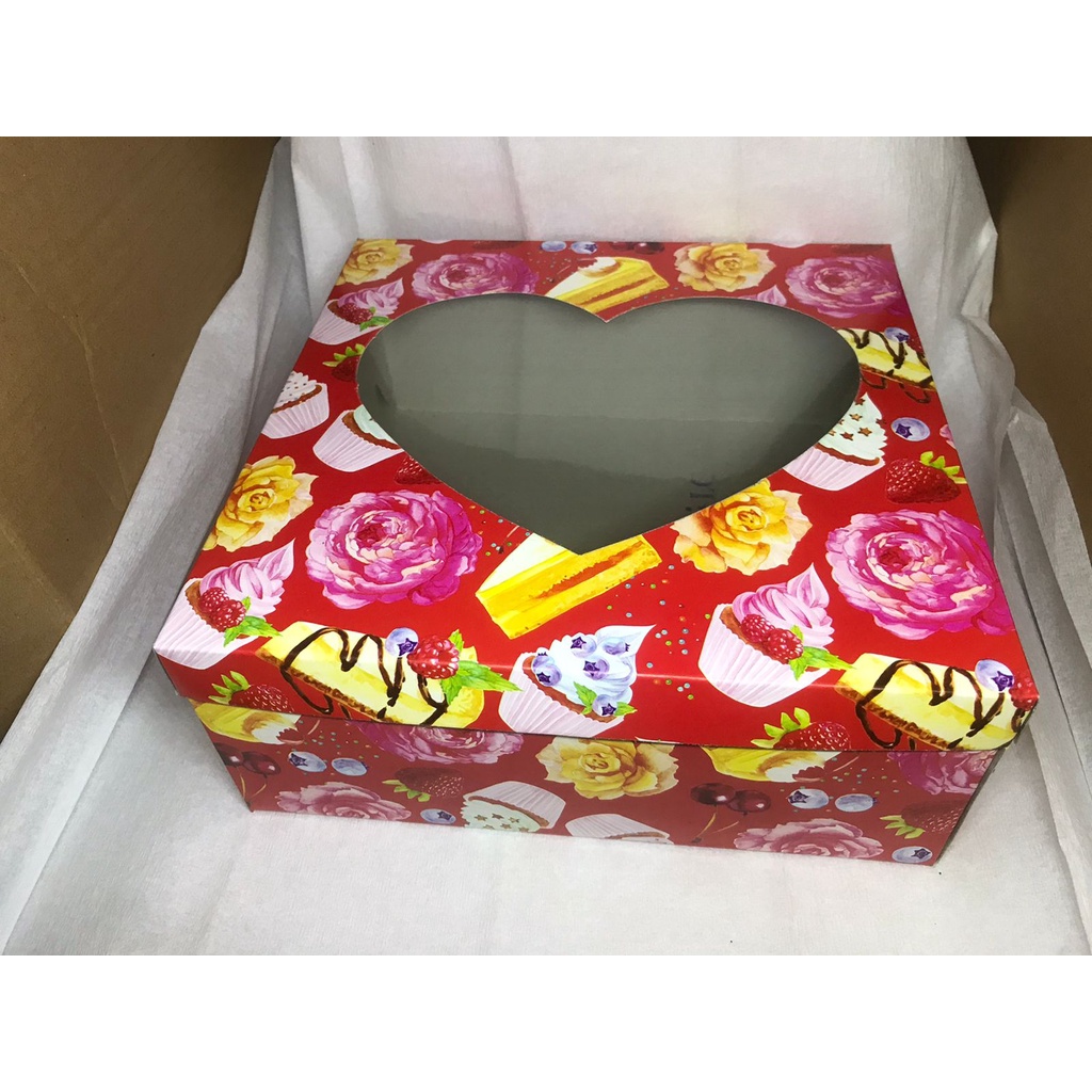 Dus Tart 28×28 Merah Hati || Box Kotak Kardus Kue Hantaran 28x28x11.5