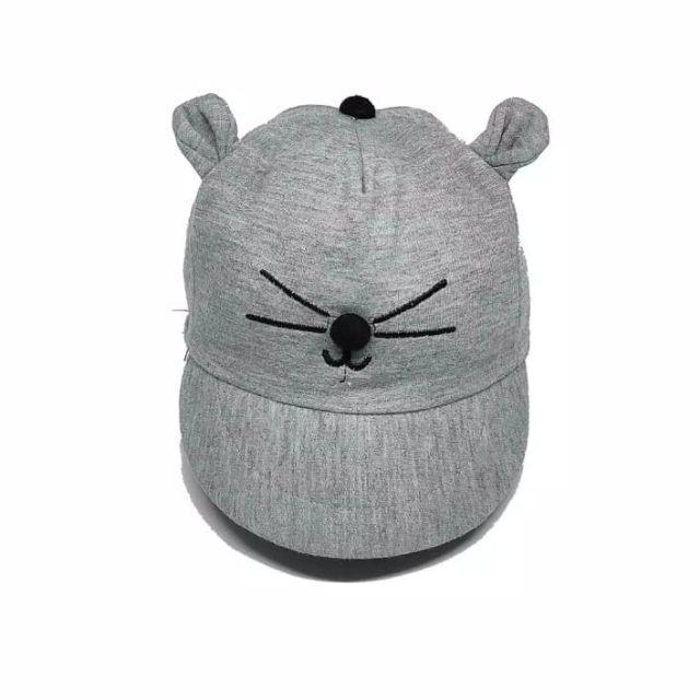 (1kg isi 25 pcs)Topi Bayi korea Karakter Kucing / COD-abu muda