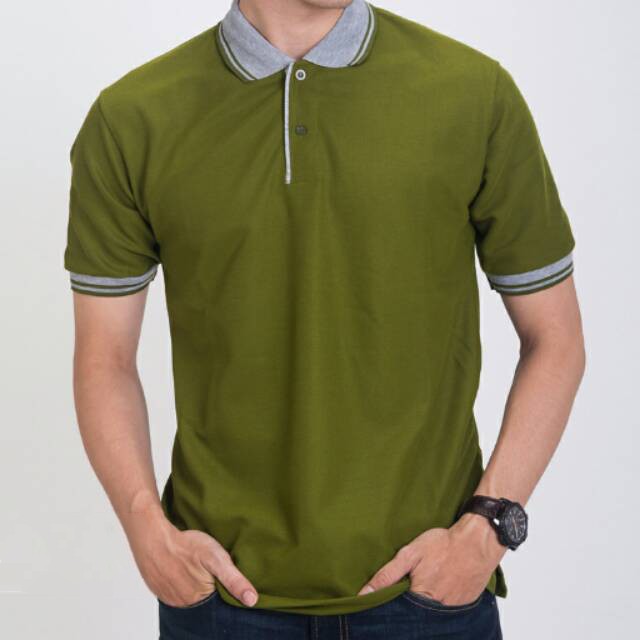 Kaos Polo Kaos Kerah Cowok - Hijau Army