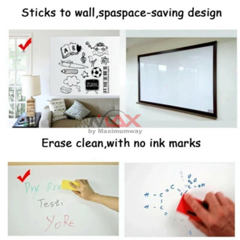 Whiteboard Papan tulis 45x200cm bisa disambung (Gratis 1x spidol) papan gambar wallpaper White Board anti air bisa dihapus pakai penghapus sepidol papan tulis Blackboard Waterproof Chalkboard Wall Paper For Girls&amp;Boys Decal DIY Removable Black Board Stick