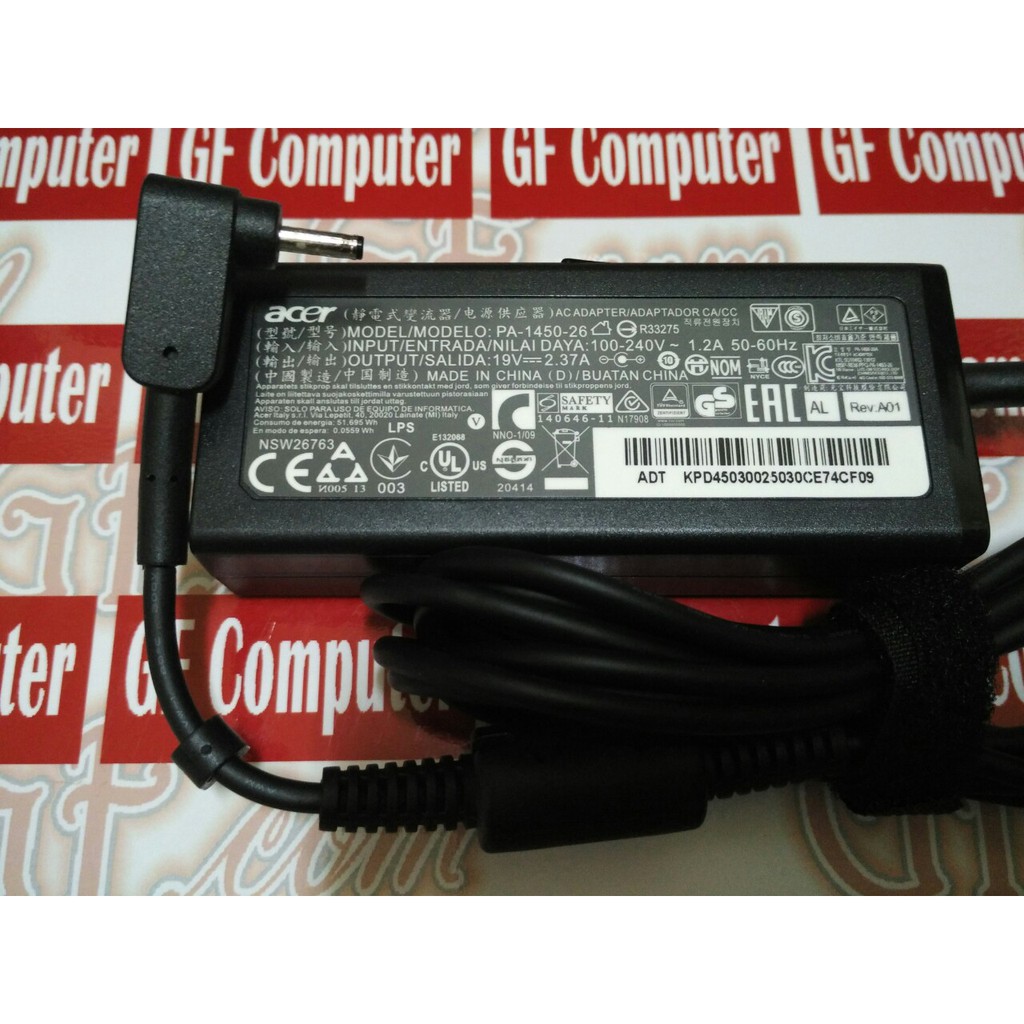 JUAL MURAH Adaptor Acer 19V 2.37A dc3.0 CB5-132T, 13 CB5-311 KP.0450H.006 KP.0450H.007, KP.0450H.008