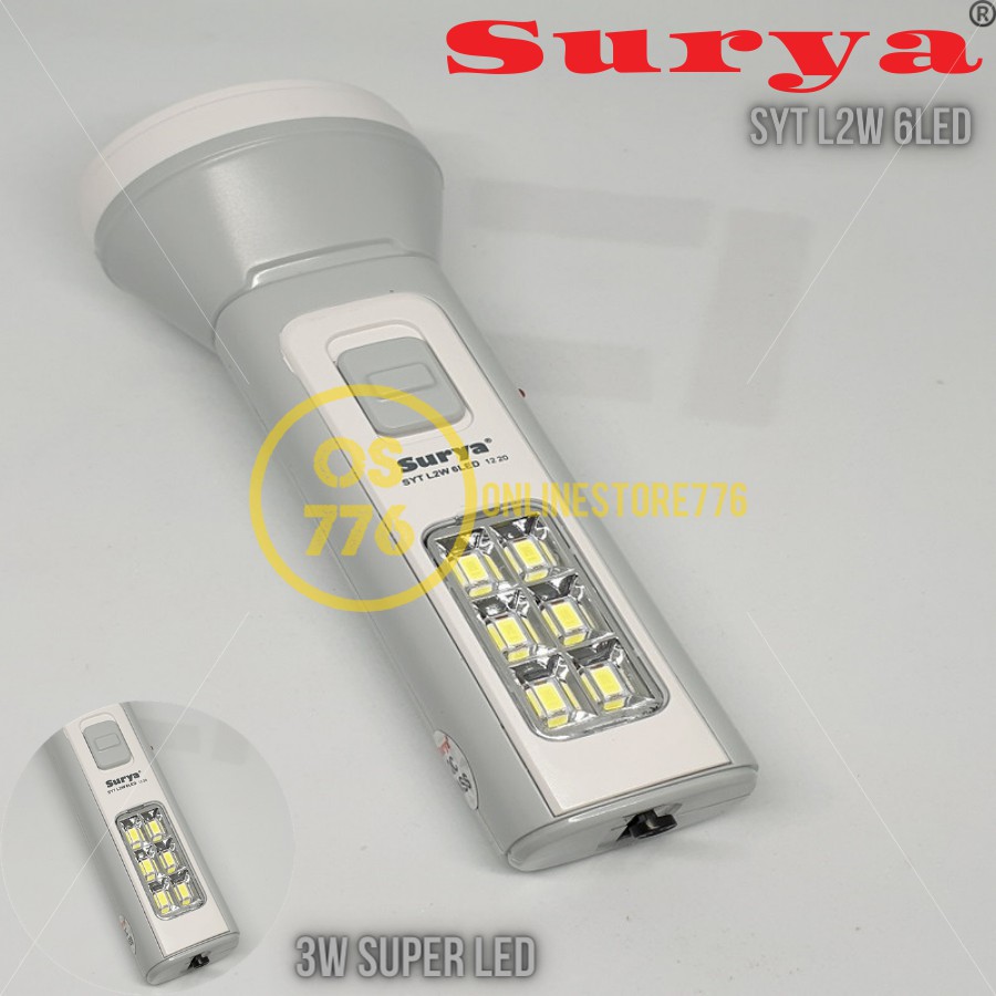 LAMPU SENTER EMERGENCY DARURAT SURYA SYT L2W 6SMD / SENTER DARURAT SURYA SYT L2W 6LED / CAHAYA PUTIH / RECHARGEABLE