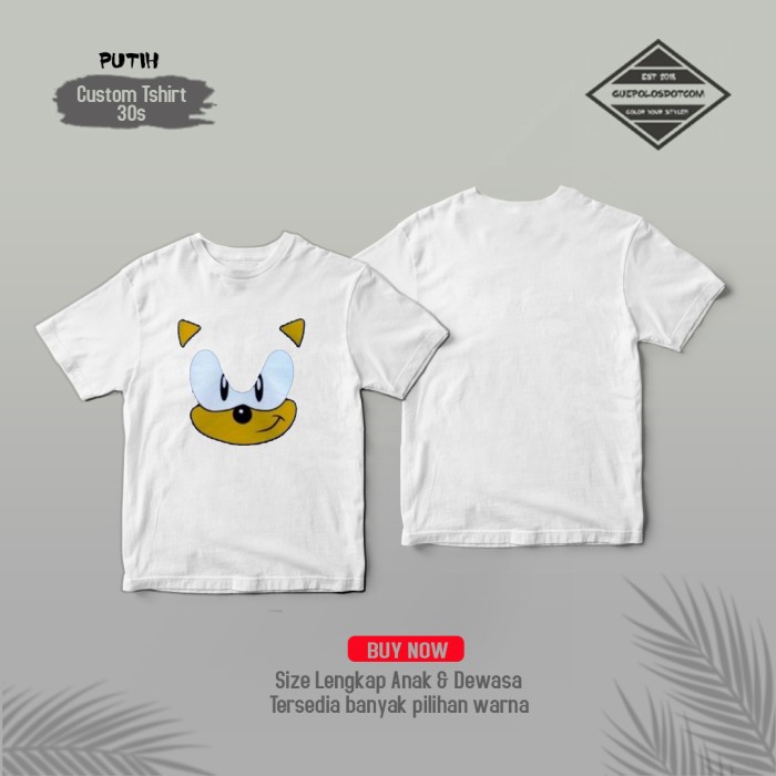 KAOS KARTUN SONIC THE HEDGEHOG FACE - TSHIRT SONIC THE HEDGEHOG