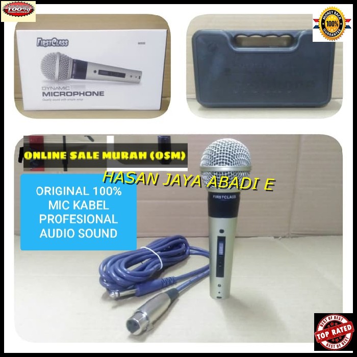 Original firstclass Mic kabel Microphone sing golden song cable karaoke vocal audio sound mik pengeras suara pro profesional vokal mikrophone dynamic aux asli music bahan metal  GARANSI UANG KEMBALI JIKA TERBUKTI TIDAK ORIGINAL  Bahan dari BESI Langsung n