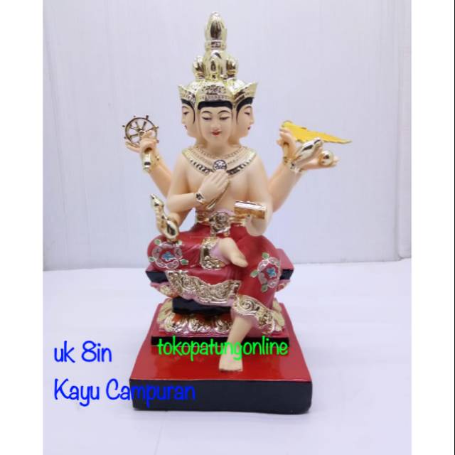 Patung Buddha Thailand Sibinhut Se Mien Fo Kayu 8in