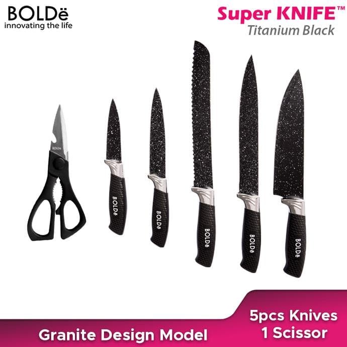 Pisau set BOLDe Knives Titanium Black set Granito