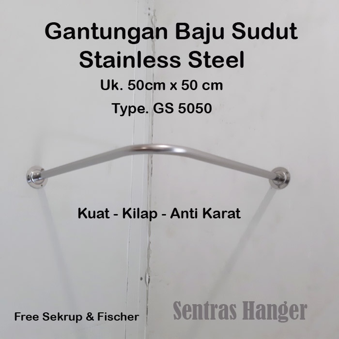 Gantungan Baju Sudut Stainless Steel