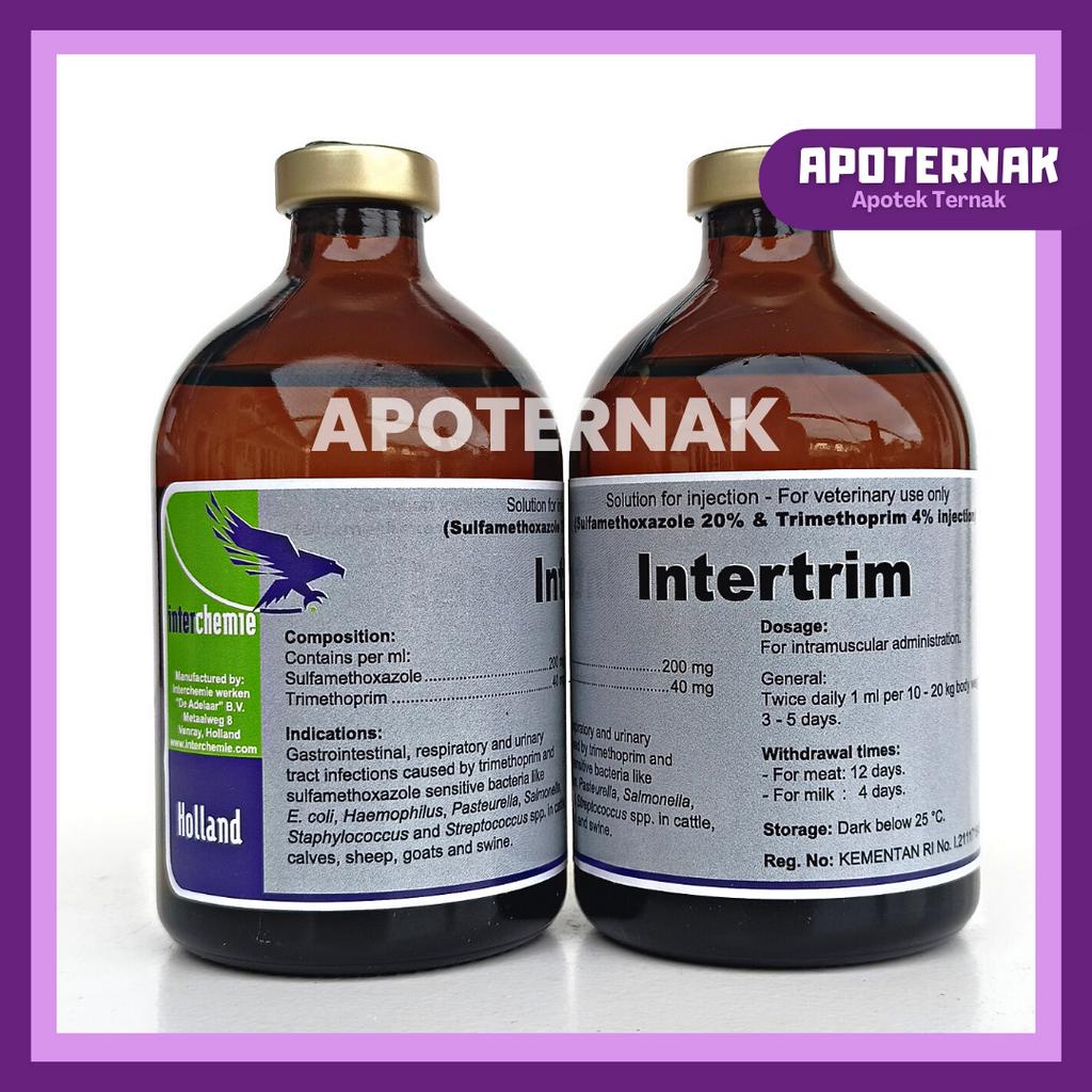 INTERTRIM 100 ml | Obat Infeksi Saluran Pencernaan Pernafasan dan Pekencingan Sapi Kambing Anjing Kucing Babi Ayam | Apoternak