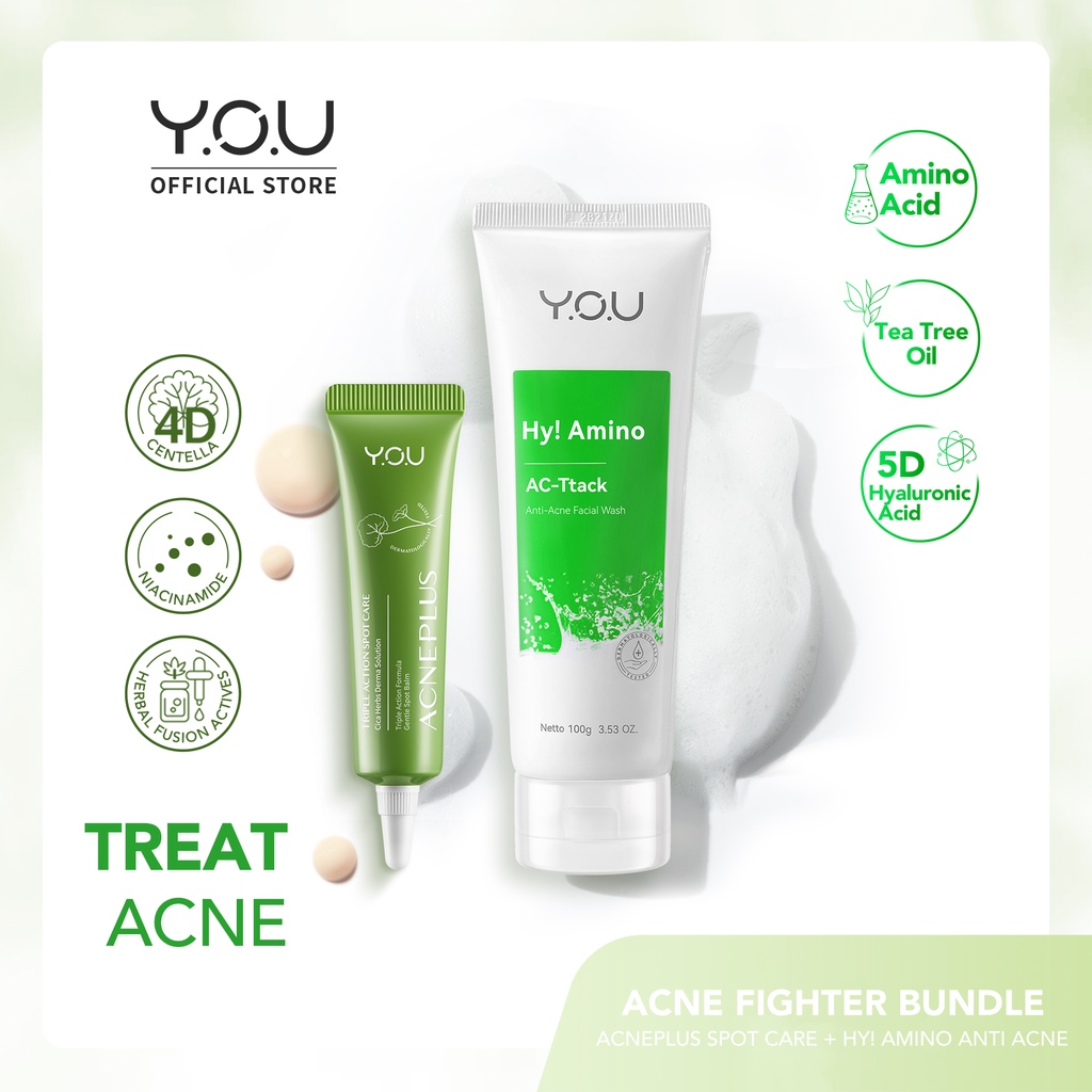 [READY STOCK] YOU Hy! Amino Anti Acne Facial Wash Sabun Cuci Muka Acnes Facial Wash Bekas Jerawat-Acne Fighter Bundle